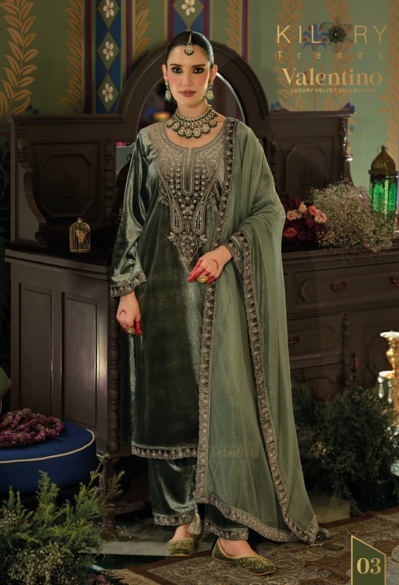 Valentino By Kilory Valvet Embroidery Salwar Kameez